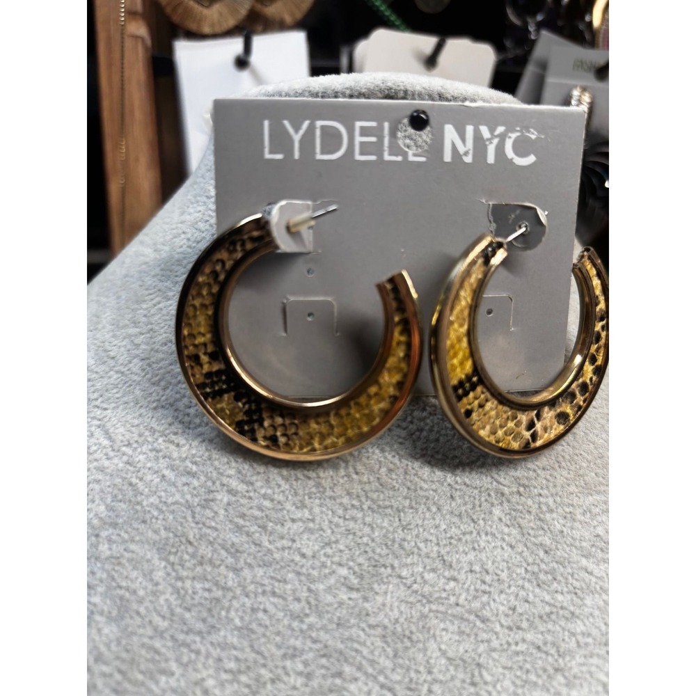 #8. Lydell NYC Snakeskin Inlay Hoop Earrings Statement Hoops
